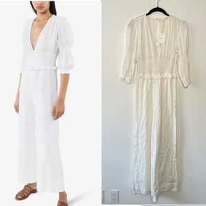 NWT Peony Swimwear Magnolia Organic Cotton Jumpsuit White Size 2 Chic Boho